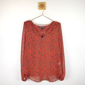 ALLISON BRITTNEY Womens Orange & Brown Blouse